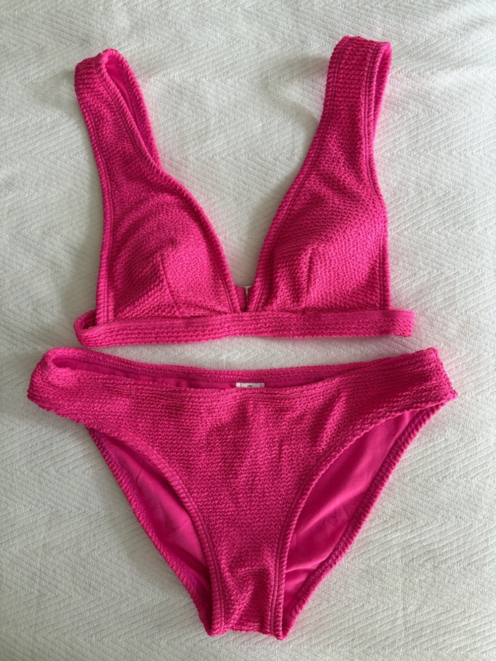 Hula Honey Hot Pink Textured Bikini Set